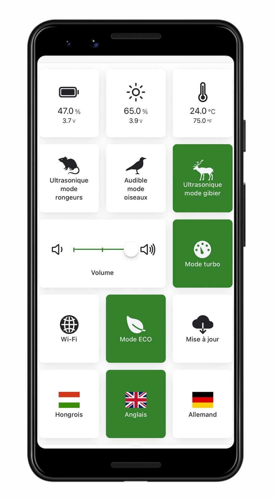 Vadalarm Smart App options activées